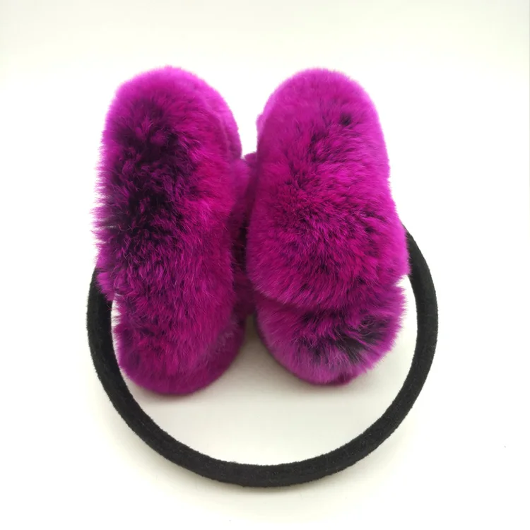 
STABILE 100% Real Rex Rabbit Fur Ear Muffs / Rose Flower Shape Foldable Fur Earmuffs 