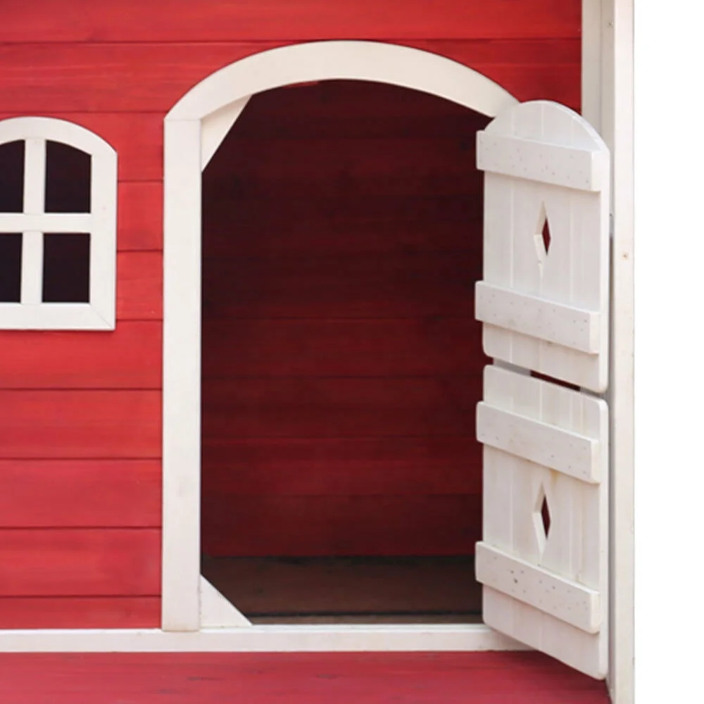 Kids Wooden Playhouse Children House Cubby Place Pretend Play Sturdy Fir Wood