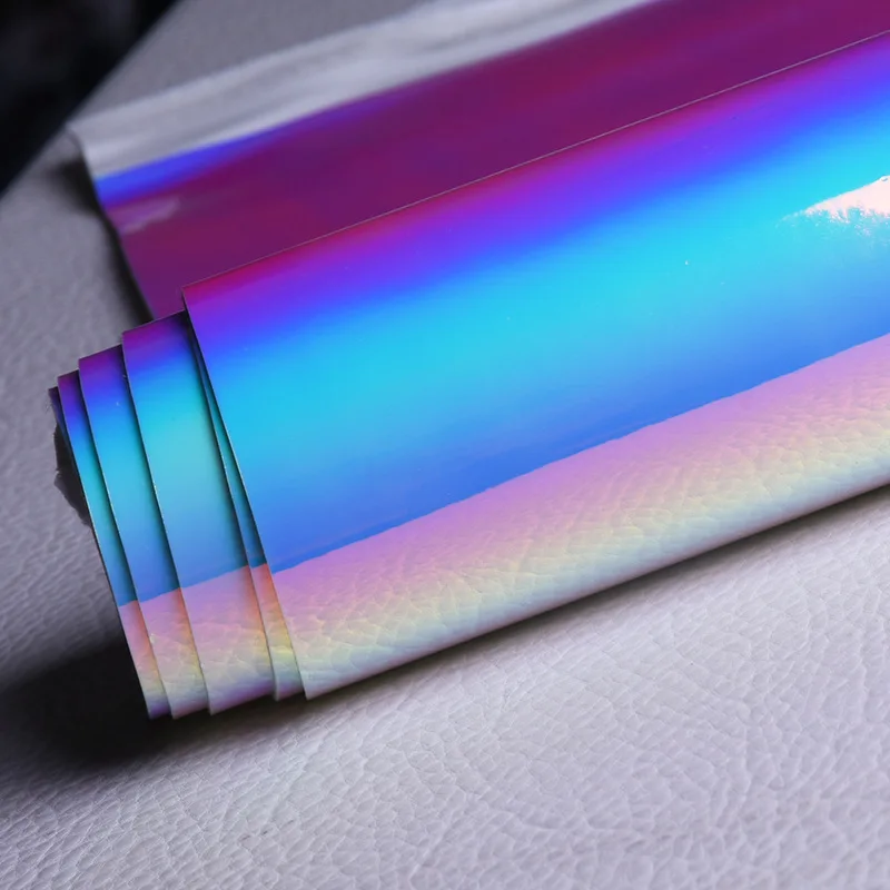 2019 fashion garment material holographic laser rainbow soft synthetic PU leather