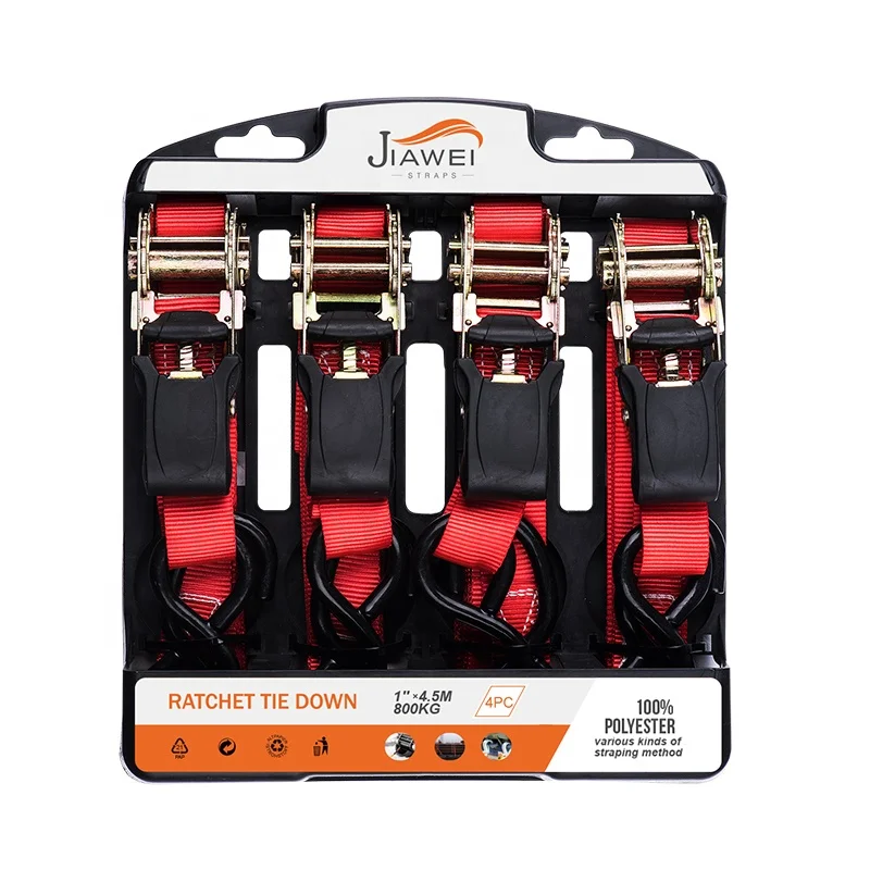 4 pack 1inch 25mm mini Cargo Lashing Belt Ratchet RachetTie Down Strap Buckle with S hook no double J hook
