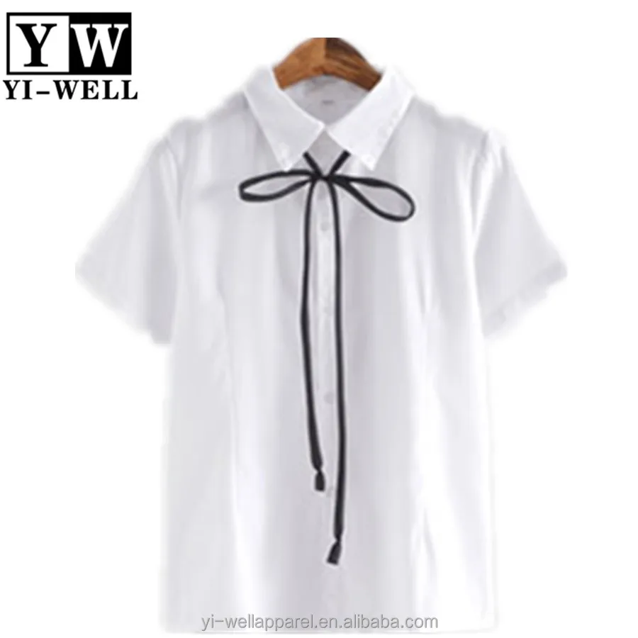 School uniform light blue stripe short sleeve shirt with school badge boy shirt