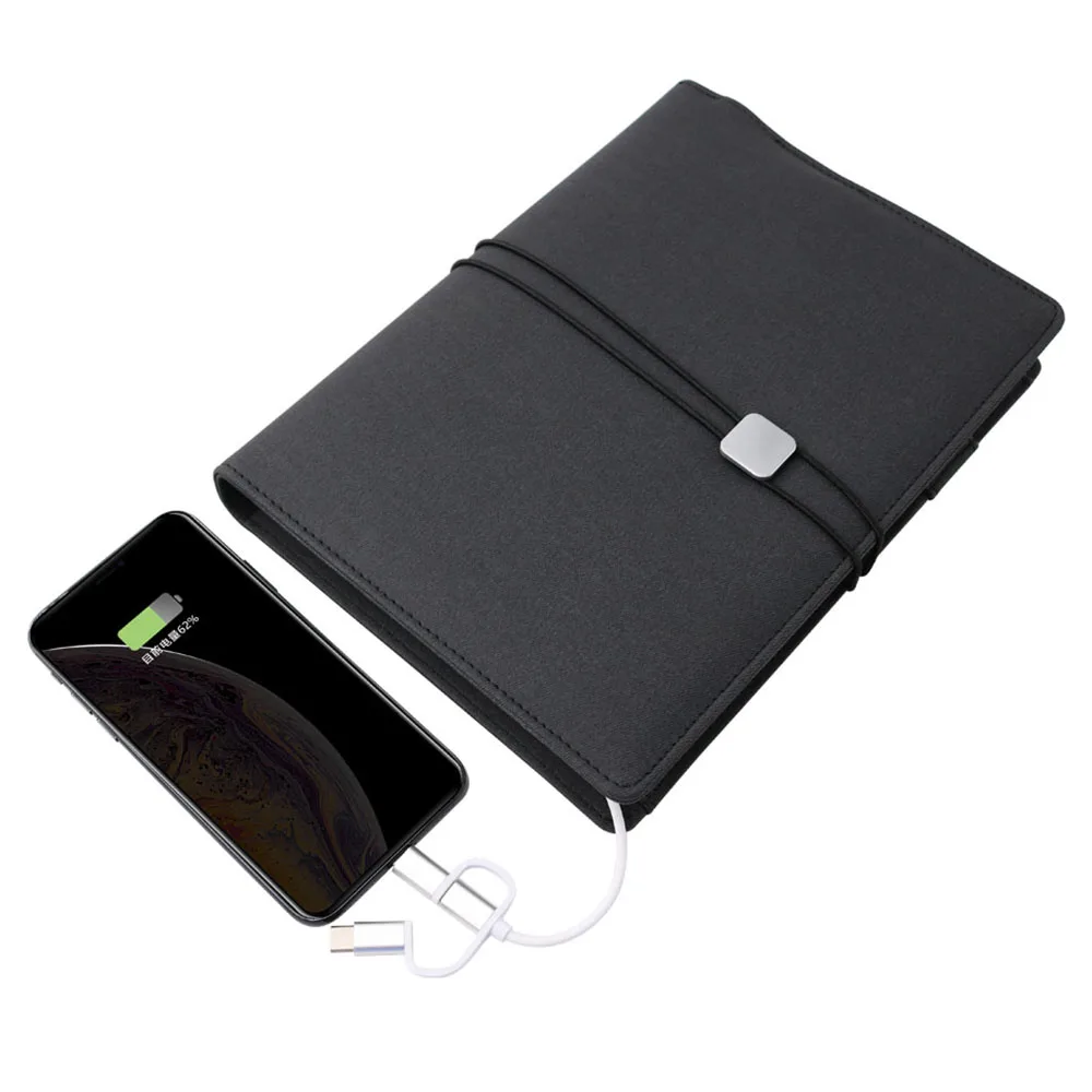 A4 A5 A6  pu powerbank notebook wholesale notebooks with power bank  planner custom diary notebook printing journal gift sets