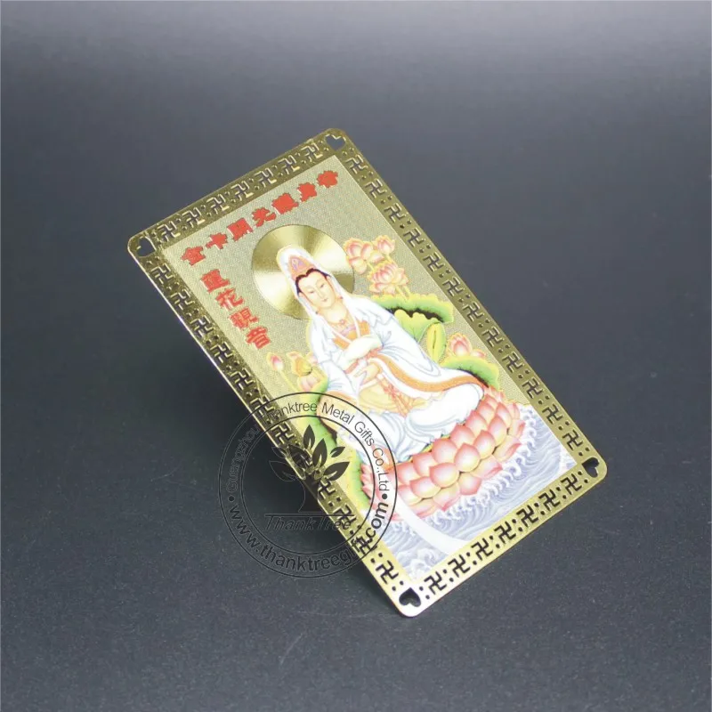 professional design golden plated both sides custom Buddha amulet cards wholesale