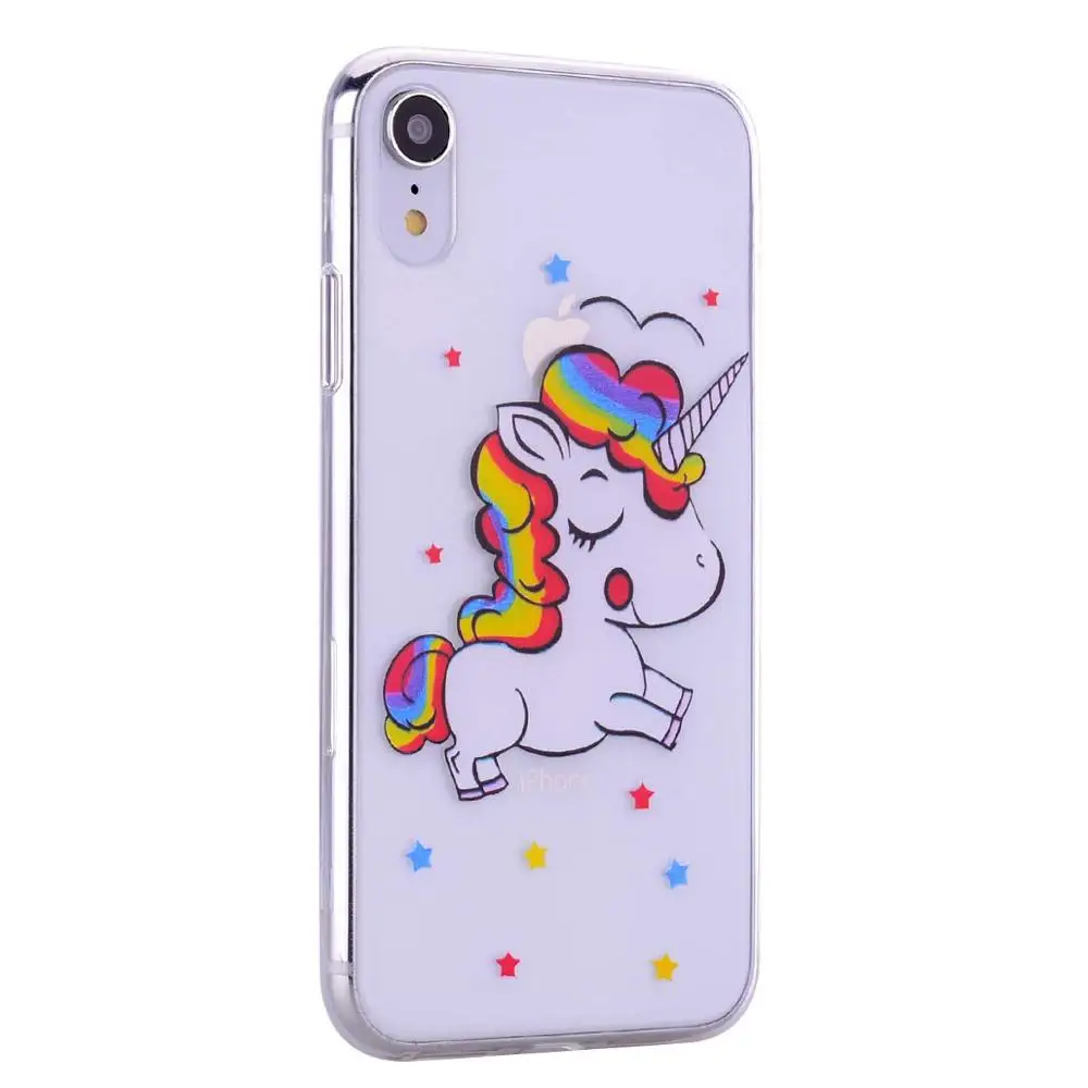 On For IMD Printing Unicon Design iPhone XR XS Cute Animal Style Transparent Protective Soft TPU Rubber Phone Case