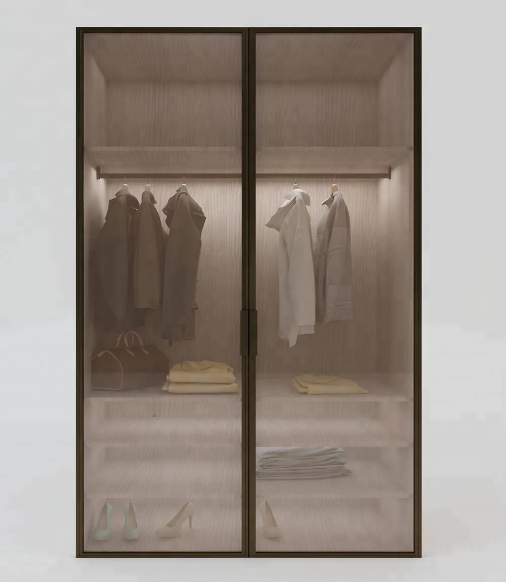 Best Selling Wardrobe Aluminium Glass Door Designs India Bedroom Furniture Home Furniture Modern Metal Customized Size 25days
