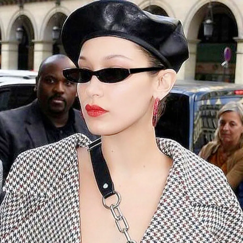 2022 Fashion Vintage Cat Eye Rectangle Sunglasses Black Red Small Frame Oval Sunglasses For Women