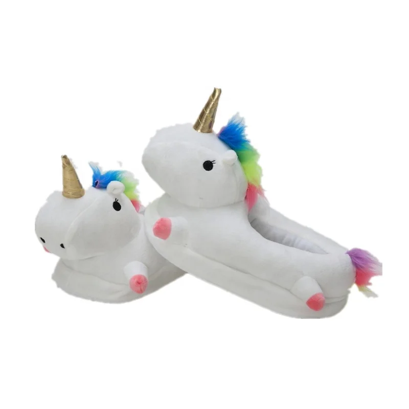 plush unicorn slippers colorful design