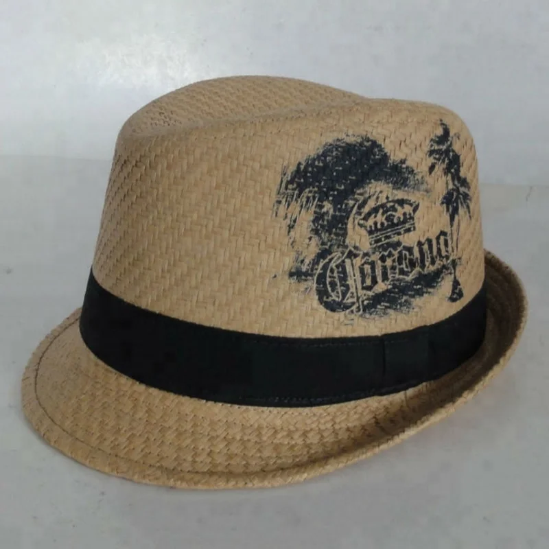 Hot Selling men fashion  flat to flip brim  fedora hat bucket straw hat