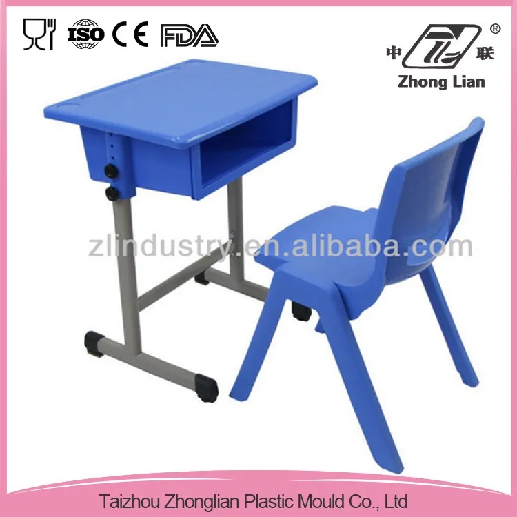 student study desk and chair China Factory Supplier manufacturer plastic adjustable single school furniture table