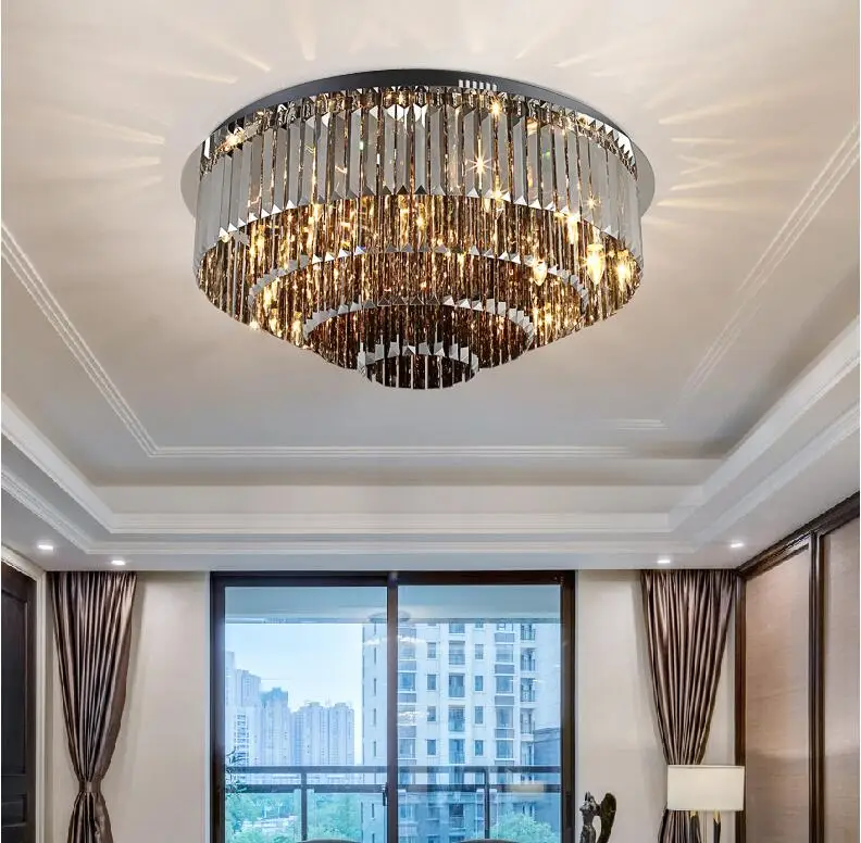 Modern round 80cm ceiling chandelier light with chinese K9 crystal