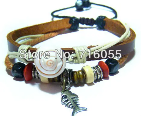 Pua0137 рыбы мотаться сделать кожаный браслет манжета оптовая продажа