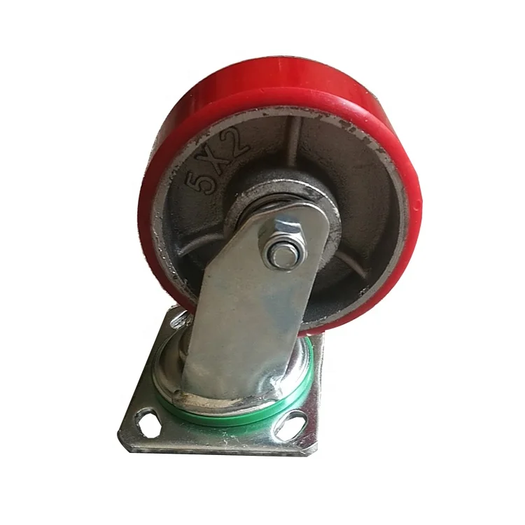 Heavy Duty 5inch Iron Cast Core Polyurethane Wheels Swivel Caster