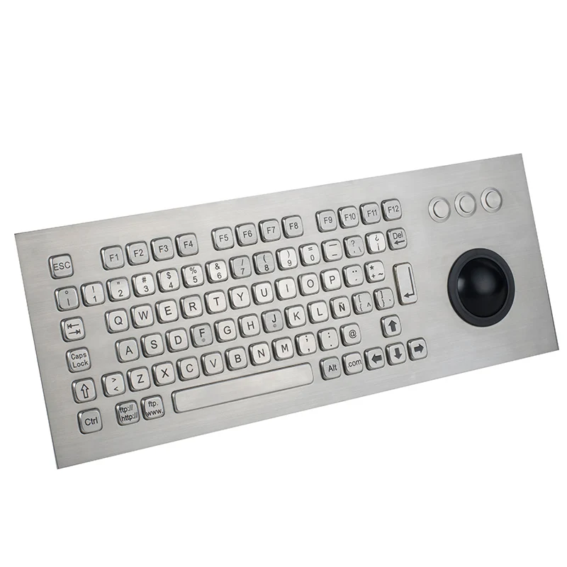 Wired 80 keys compact format metal keyboard with 50mm mechanical trackbal