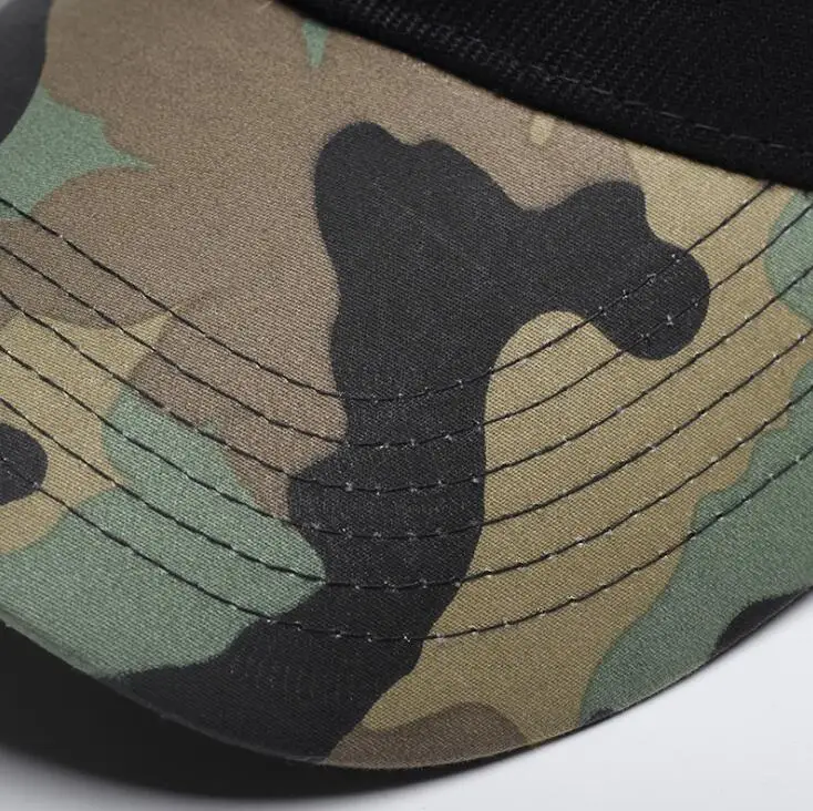 OEM black acrylic hemp embroidered base ball cap baseball caps and hats curved snapback caps with camo brim for men