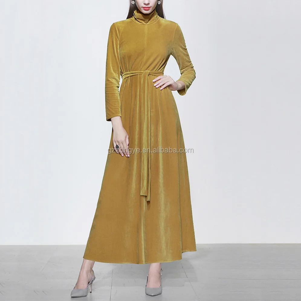 Latest Fashion Long yellow elegant Casual Dress