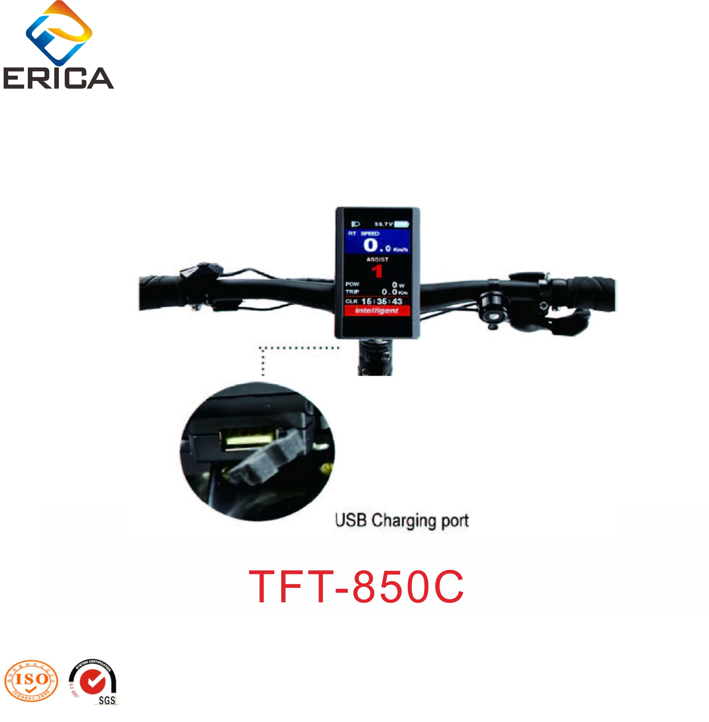 Newest Electric Bicycle Parts 25.4mm Diameter CAN-BUS/UART Electric Bike Square TFT LCD Speed Display
