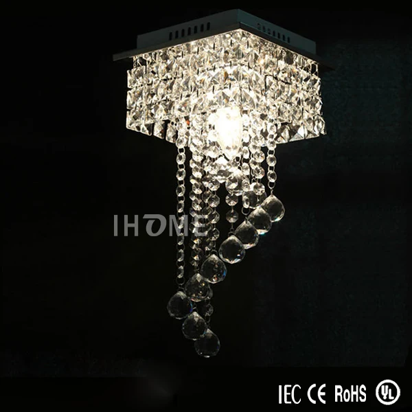 Beautiful Square Modern Small Led Crystal Chandeliers For Corridors Aisles Living Room Bedroom
