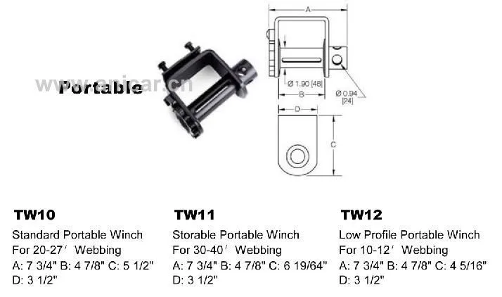 TW10 Standard Portable Winch for truck or trailer