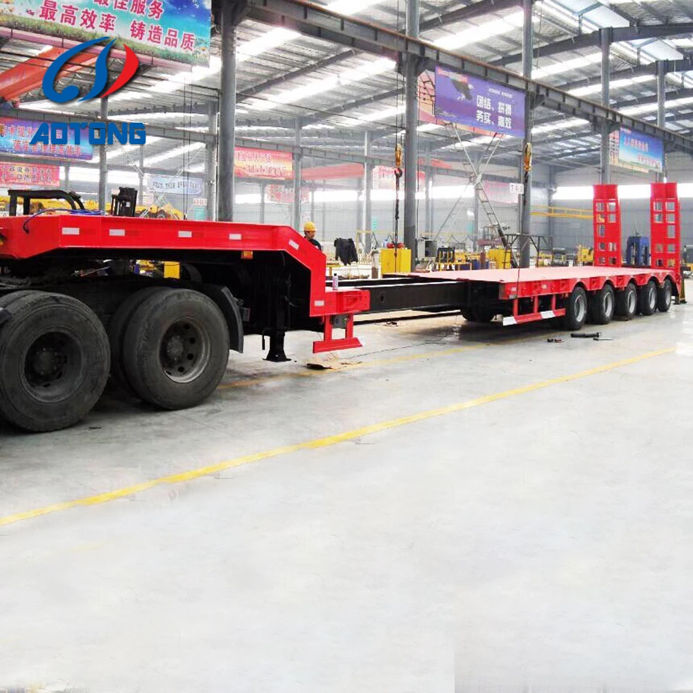 Heavy duty 40 60 ton extendable low bed truck trailer heavy trailer 14m to 20m telescopic trailer