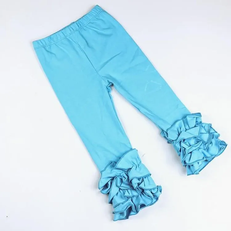 Girls ruffle pants icing leggings boutique children solid leggings wholesale little girl icing pants