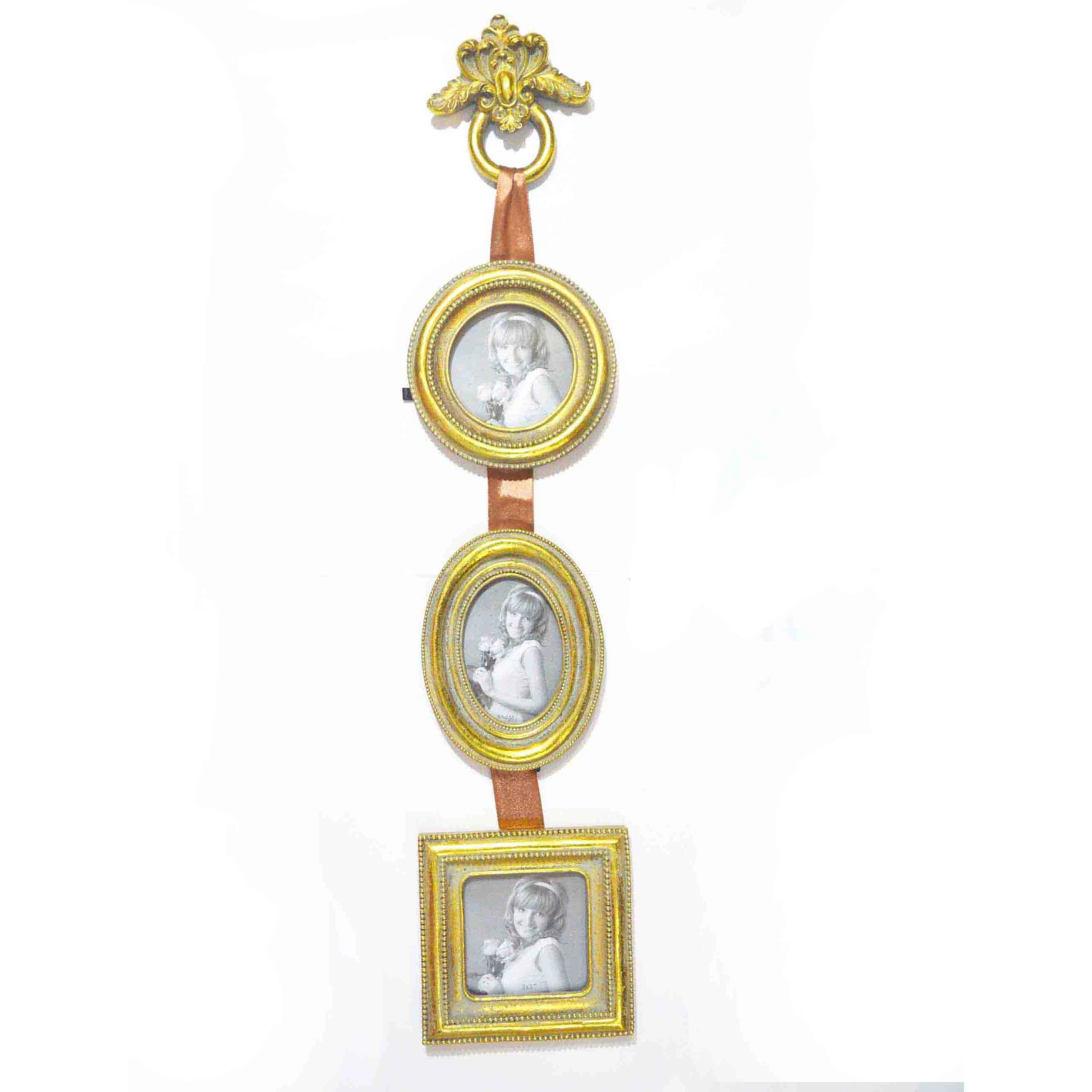 Gold Triple Square Resin Photo Frame