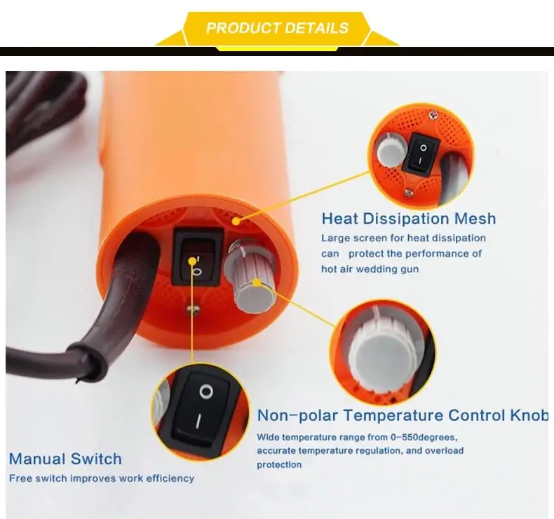 Hot selling portable hot air heating wedge gun welding machine for plastic HDPE/PVC/PE/PP geomembrane  welder portable gun