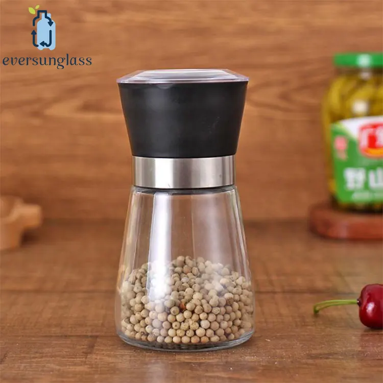 High Quality Industrial Glass Bottle Stainless steel Black Pepper Mill Grinder