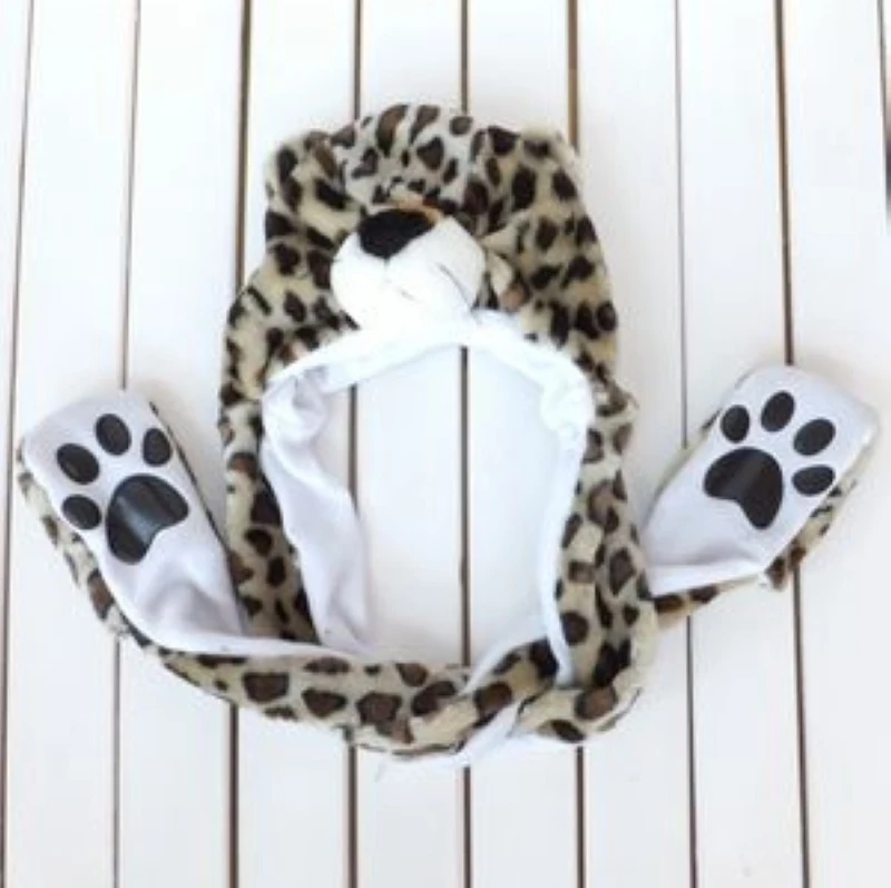 beautiful&lovely plush panda animal shaped hat with scarf&decoration mittens for winter