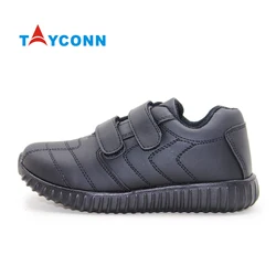 Cheap Kids Comfortable Light Sports Casual Black Leather Official Uniform School Shoes for Children