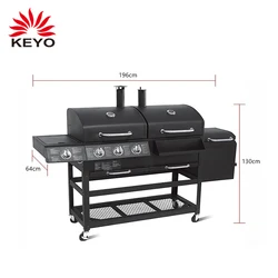 Combo Combination Hybrid Grills Outdoor Garden Premium Heavy Duty Multi-functional Charcoal And Gas Grill Smoker