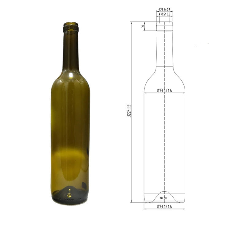 Bottle glass for wine 750ml empty glass bottle with cork CY-502