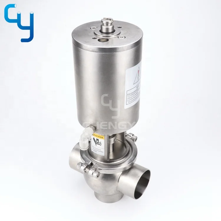 Sanitary stainless steel 316L 304 T type pneumatic divert seat reversing valve