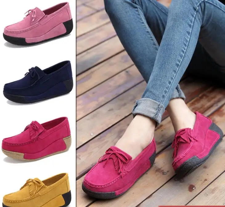 UP-0159D Fashion Suede Leather Thick Sole Shoes Casual Platform Shoes Sneaker for Women