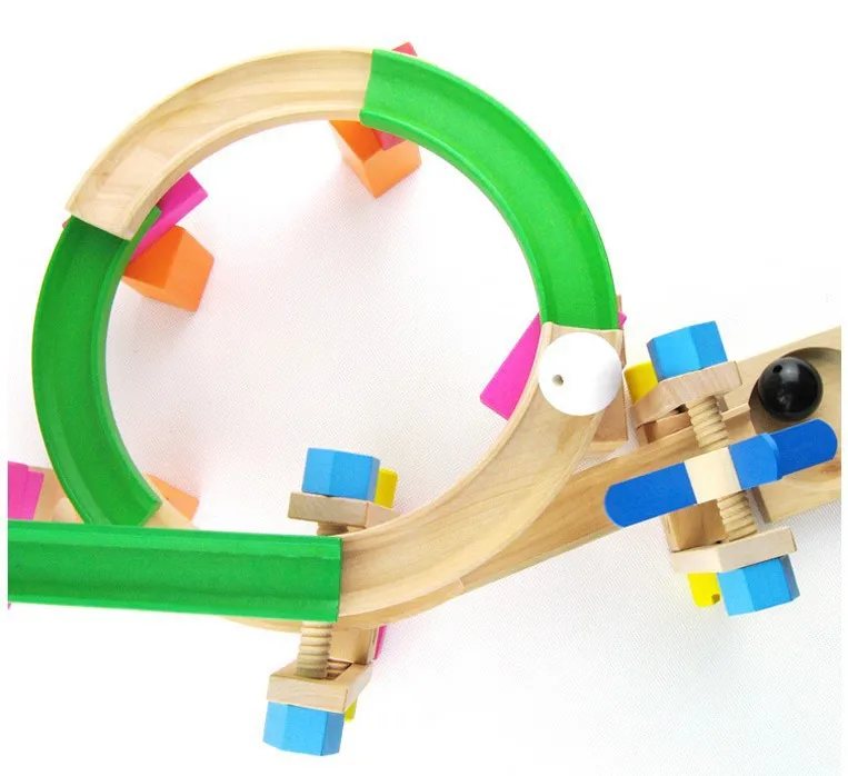 2021 Zhejiang wooden toys Roller coaster track toys set for the kids play Educational toys WTS009