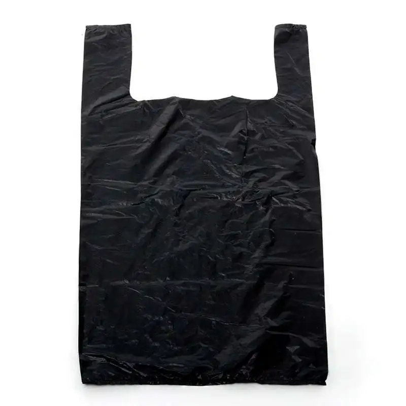 Plastic 100% biodegradable t shirt garbage bag black on roll importers
