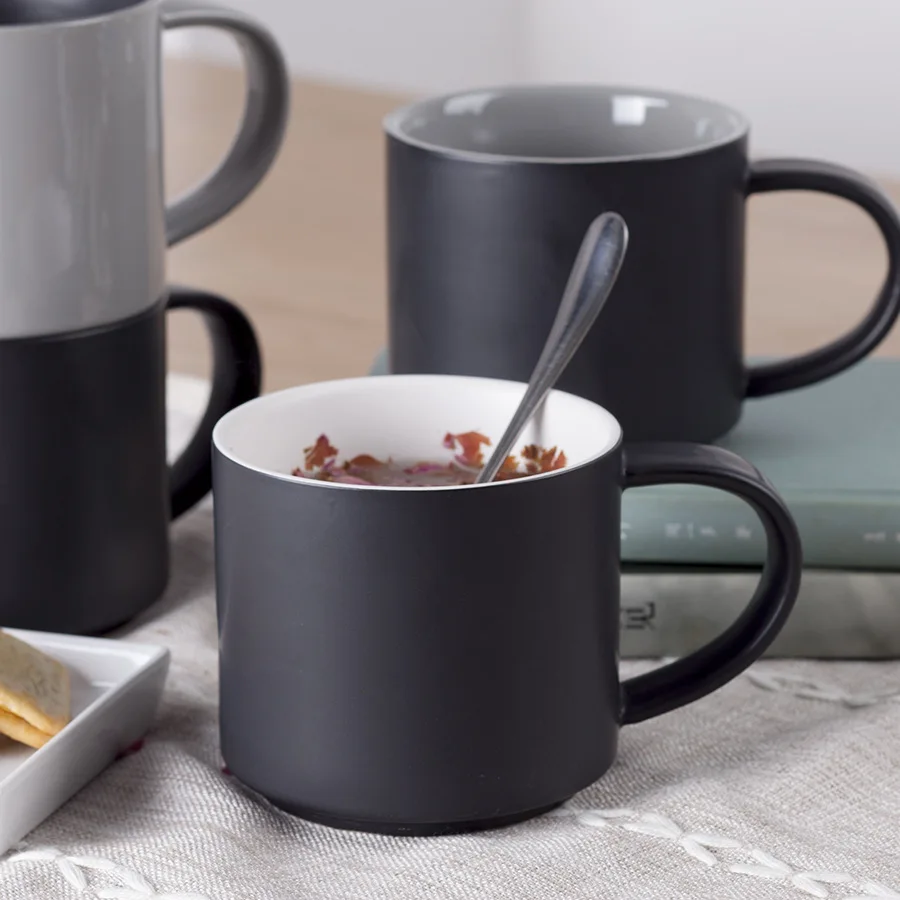 
HT104179 Black Ceramic Cup Custom Logo Matte Ceramic Coffee Cup 