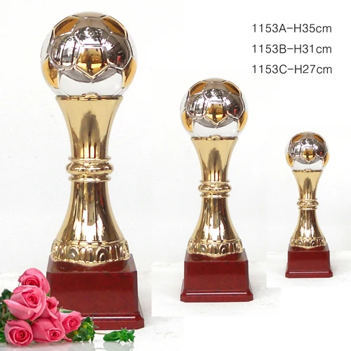 Electroplating metal trophy sport cup trophy soccer design trophy cup