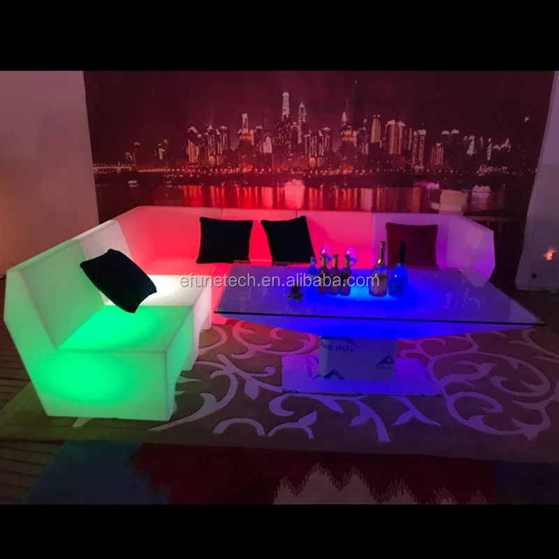 Наборы уличной мебели для бара, светодиодная Изогнутая скамья для бара/клуба/уличного мероприятия, цветные светодиодные секционные кушетки с подсветкой