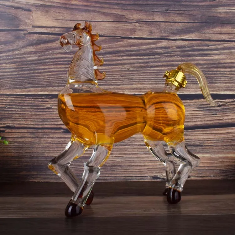 500ml 1000ml Horse Shaped Glass Decanter Animal Shaped Wine Bottle