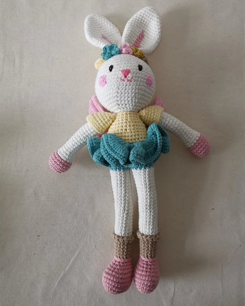 2019 Amazon Top Selling 100% Handmade Crochet Bunny Toys Baby Crochet Amigurumi Accompany Gifts Toy in 40cm Height HB-007