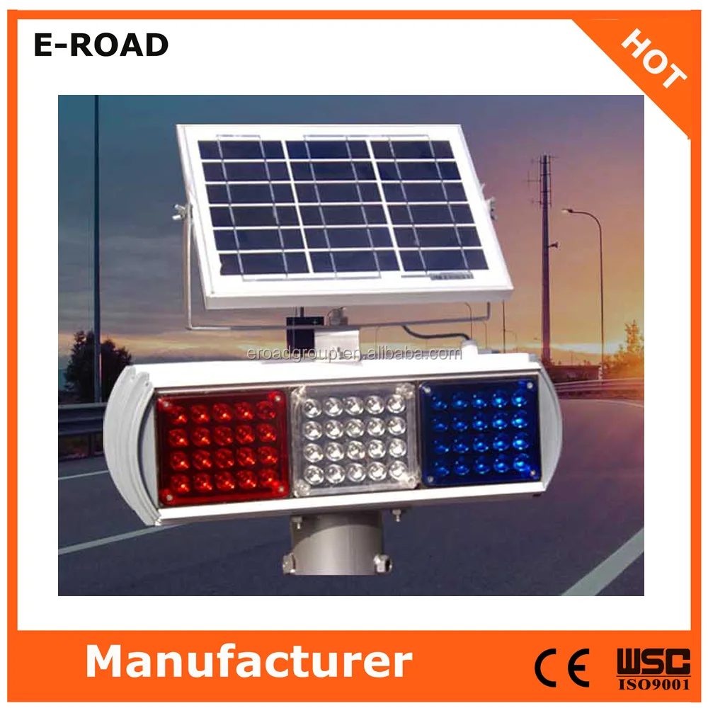 
Solar Power LED Flashing Traffic Warning Light 