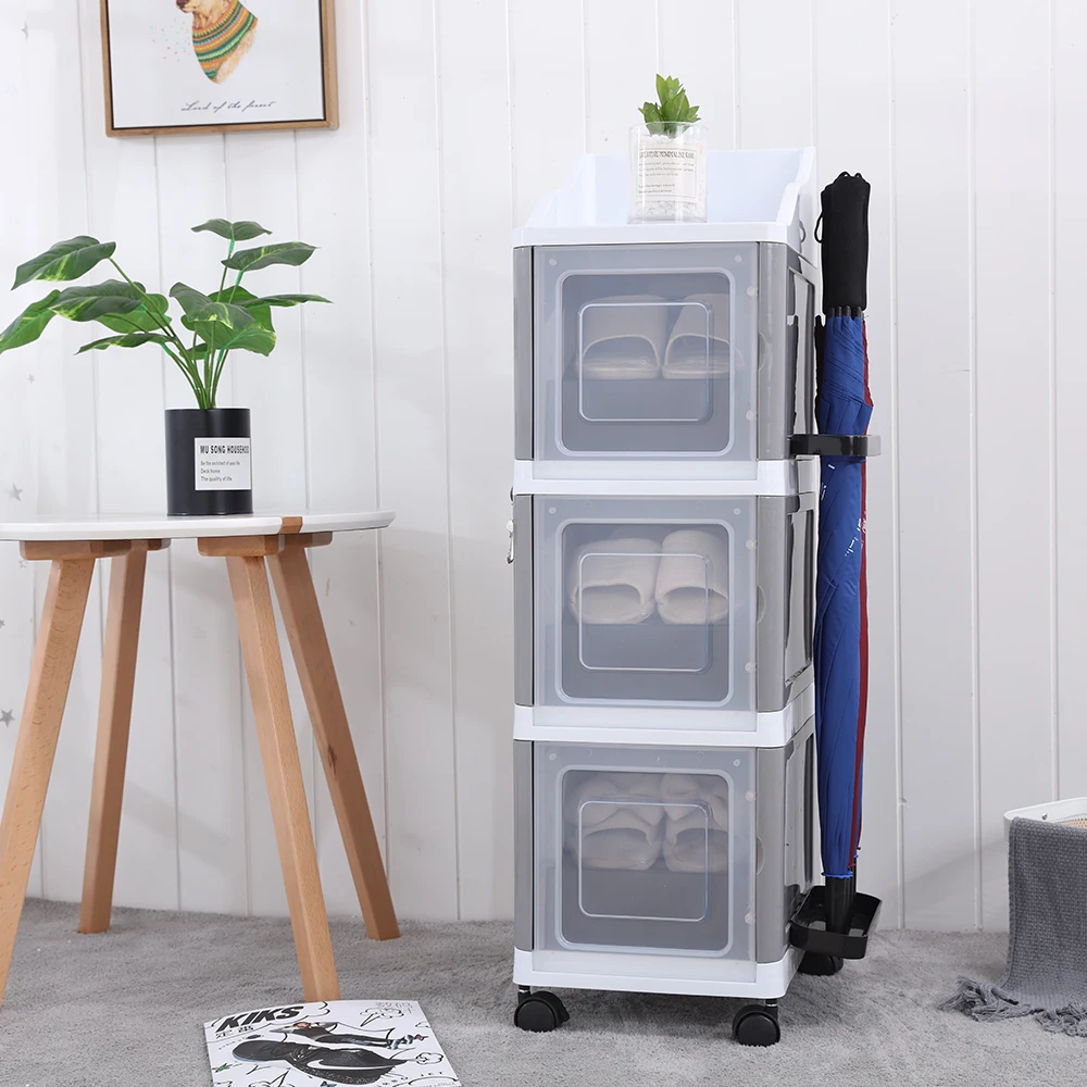 Plastic shoe cabinet with door