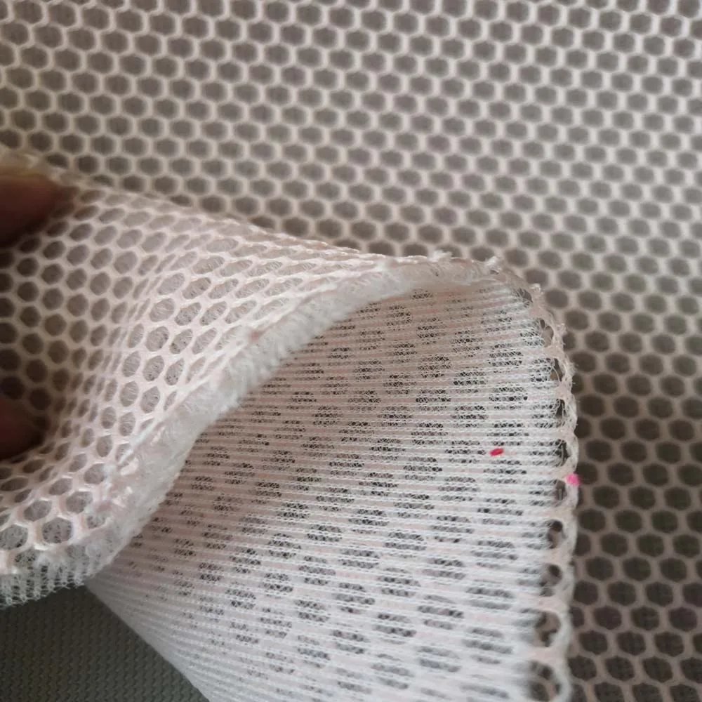 soft 3d stereoscopic sandwich mesh fabric fashion designer white hexagonal air layer fabric net cloth