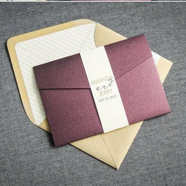 Silver Foil Luxurious Super Art Pearl Paper Royal Wedding Card and Envelopes Design