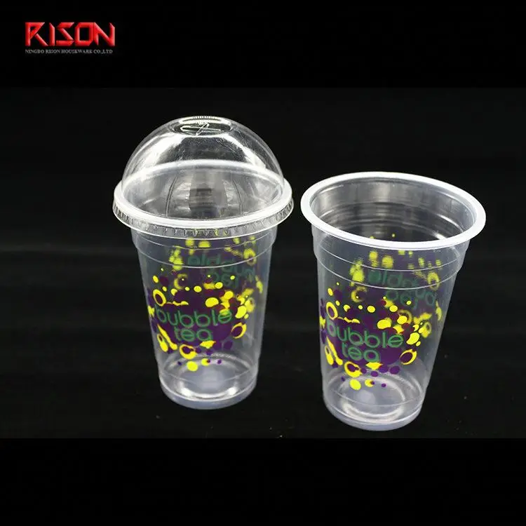 
pp plastic clear drinking cup with dome lid bio plastic cup 