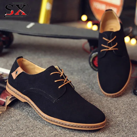 Hot sell fashion men casual shoes men flats lace up male suede men leather shoes