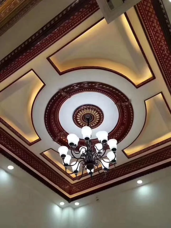 Fast Production Time Polyurethane Ceiling Cornice Design Flower Ceiling Design Pu Cornice for Villa Decor