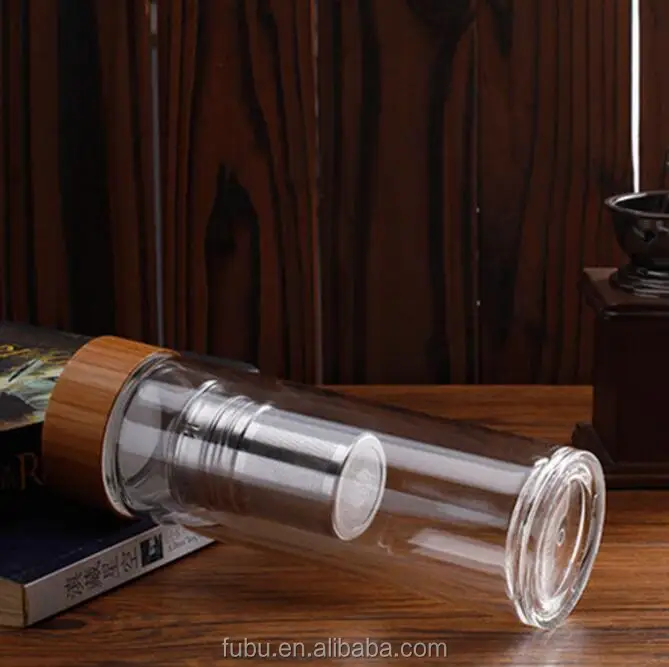 Hot or Cold Glass Tea Infuser Bottle Tea Travel Mug with Flavor Dispenser - Loose Leaf Tea Cup with Strainer Filter 400ml - In