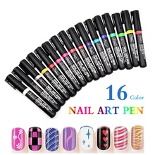 16 Colors Nail Art Pen Polish Painting Dot Drawing UV Gel Design Manicure Tool DIY Nail
