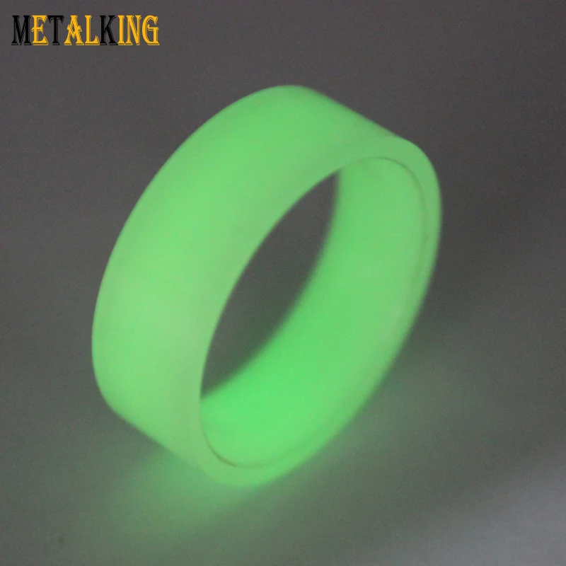 Green Glow Ring Core,8mm Mens Wedding Band Tungsten Carbide Titanium Damascus Wood Sleeve Ring